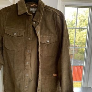 LL Bean shirt jacket olive green; size S